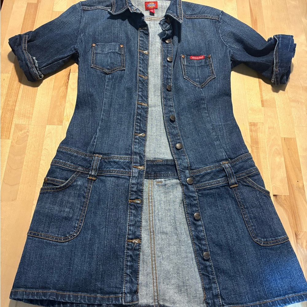 Dickies Girl Denim Button-Front Shirt Dress – Girls Large (12–14)